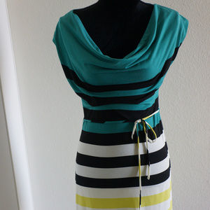 Corey P cowl neck striped dress M